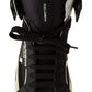 Elegant High Top Leather Sneakers in Black and Gray