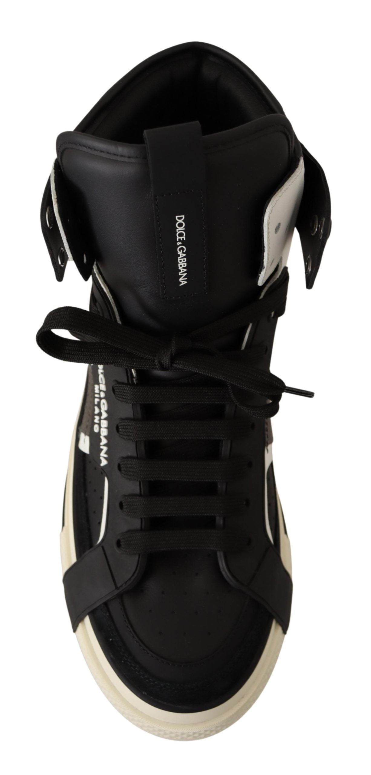 Elegant High Top Leather Sneakers in Black and Gray