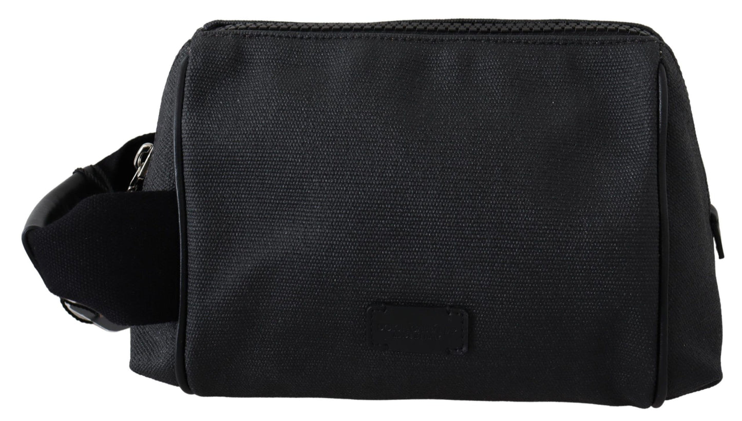 Elegant Black Canvas Mini Pouch Bag