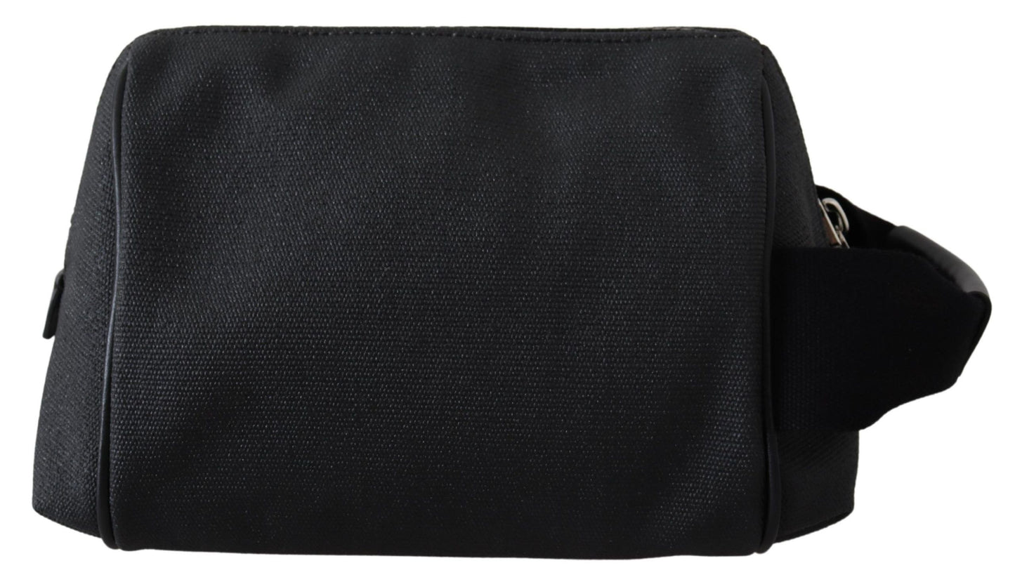 Elegant Black Canvas Mini Pouch Bag