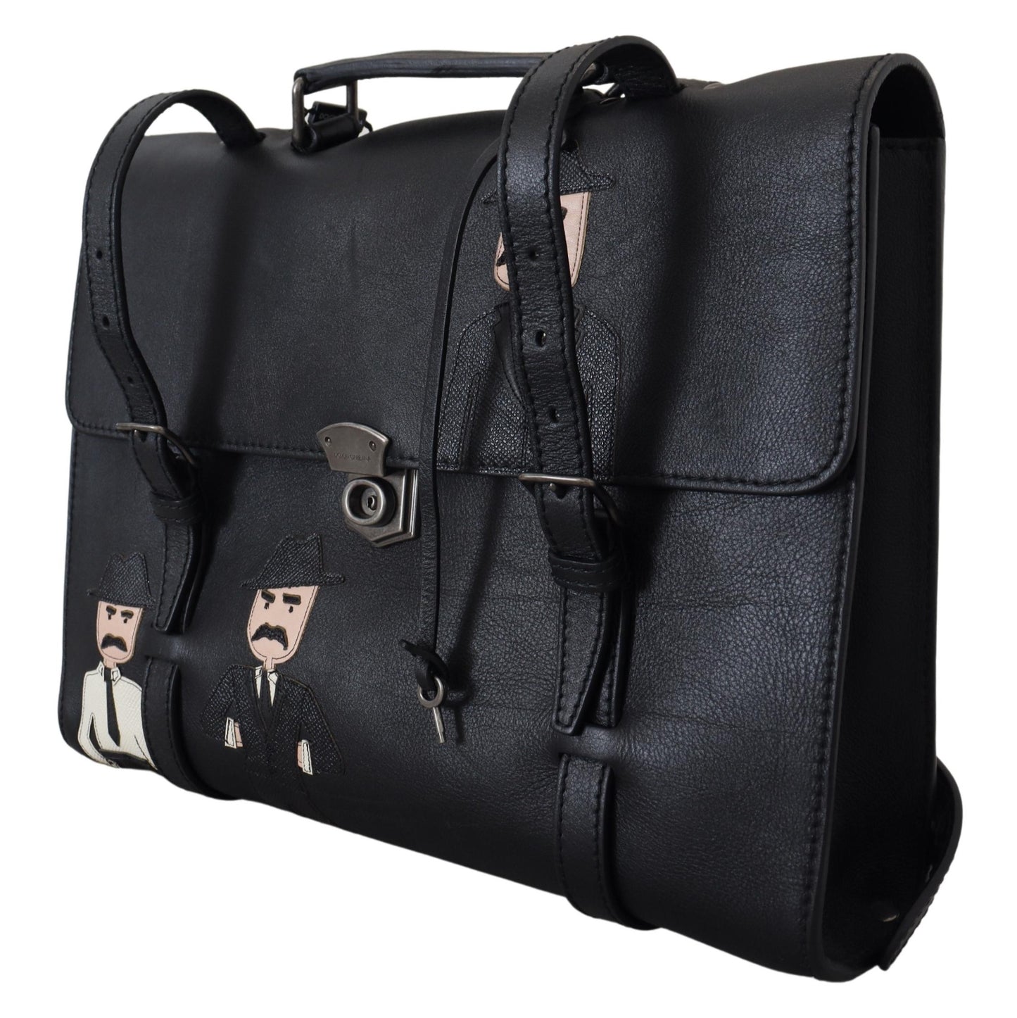 Elegant Black Calfskin Leather Briefcase Bag