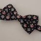Elegant Black Silk Crown Pattern Bow Tie