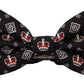 Elegant Black Silk Crown Pattern Bow Tie