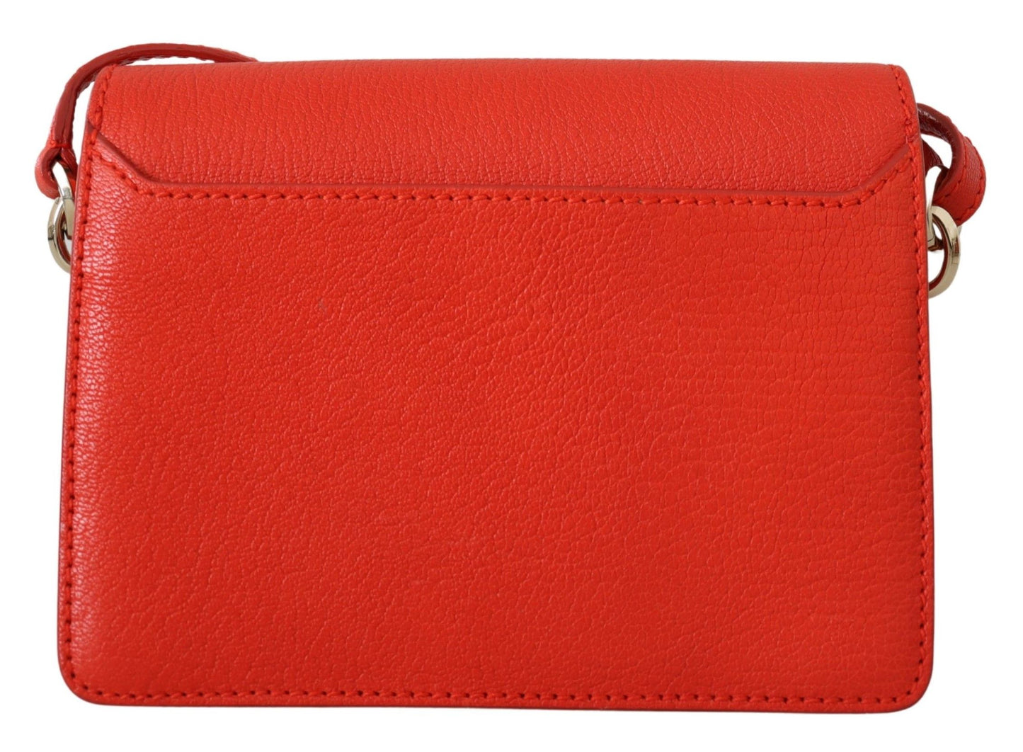 Elegant Orange Leather Shoulder Bag with Crystal Buckle