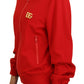 Red Viscose Full Zip DG Logo Blouson Sweater