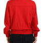 Red Viscose Full Zip DG Logo Blouson Sweater