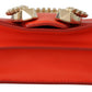 Elegant Orange Leather Shoulder Bag with Crystal Buckle