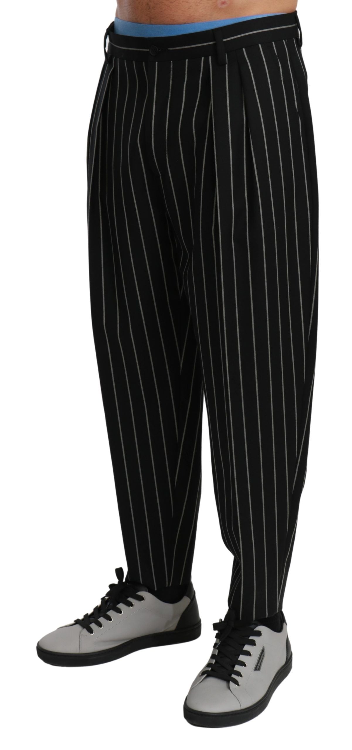 Elegant Striped Casual Wool Pants