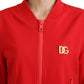 Red Viscose Full Zip DG Logo Blouson Sweater