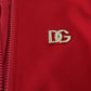 Red Viscose Full Zip DG Logo Blouson Sweater
