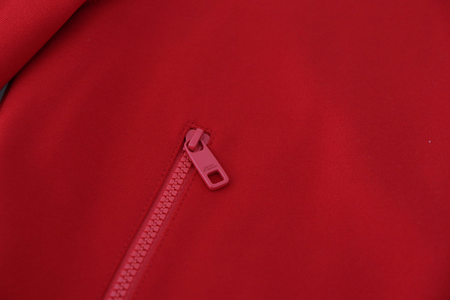 Red Viscose Full Zip DG Logo Blouson Sweater