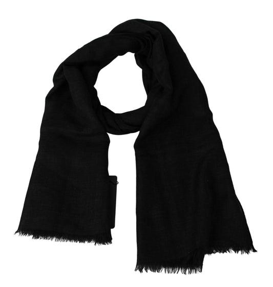 Elegant Dark Gray Cashmere Silk Blend Scarf