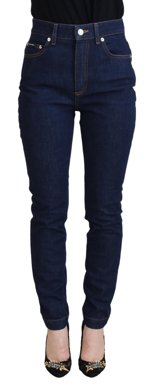 Blue Cotton Skinny High Waist Denim Jeans