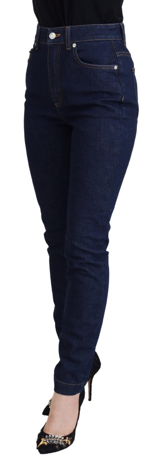 Blue Cotton Skinny High Waist Denim Jeans