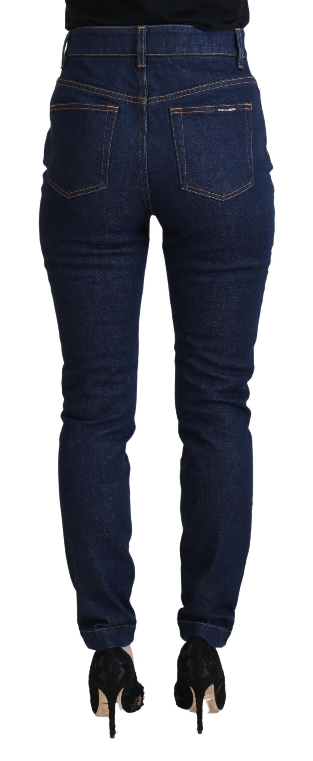 Blue Cotton Skinny High Waist Denim Jeans