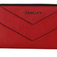 Chic Red Leather Zip Around Wallet