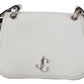 Chic White Leather Shoulder Bag with Magnetic Closure