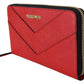 Chic Red Leather Zip Around Wallet