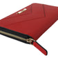 Chic Red Leather Zip Around Wallet