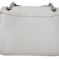 Chic White Leather Shoulder Bag with Magnetic Closure