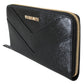 Elegant Black Leather Zip Around Luxury Wallet