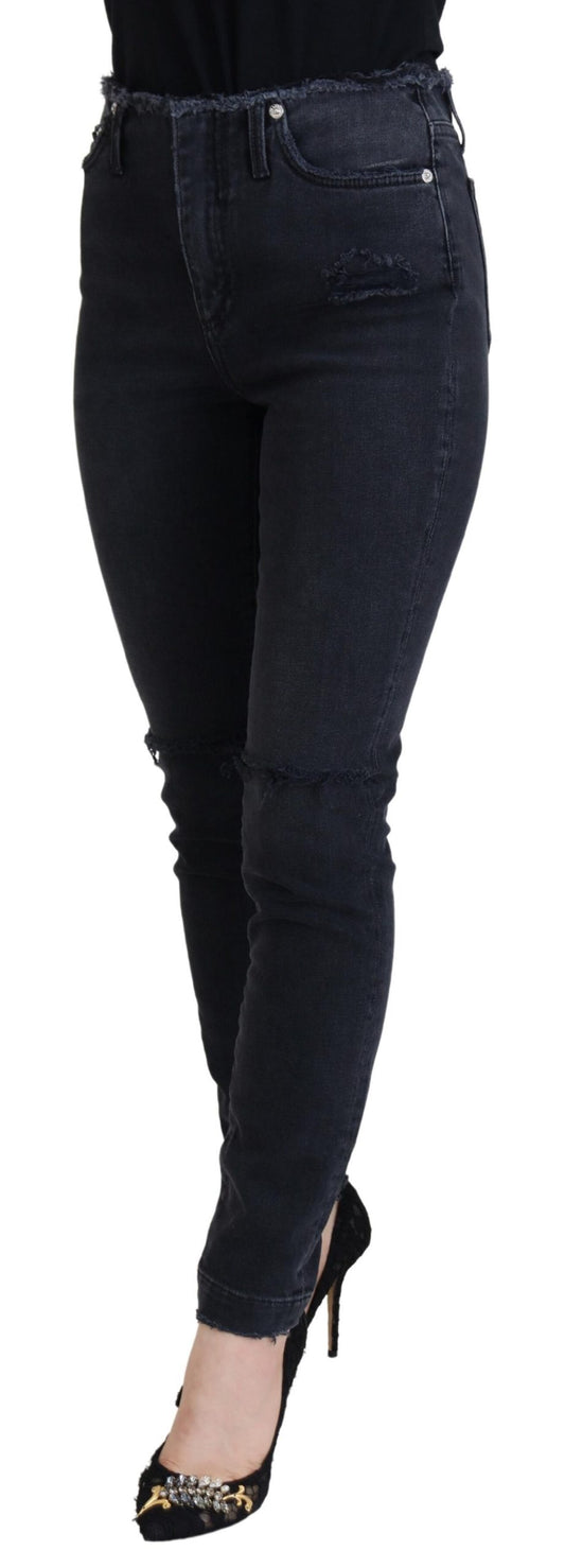 Sleek Black Denim Pants - Italian Couture