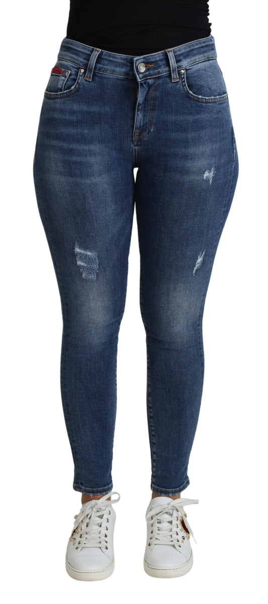 Sleek High Waist Skinny Jeans in Blue