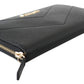 Elegant Black Leather Zip Around Luxury Wallet