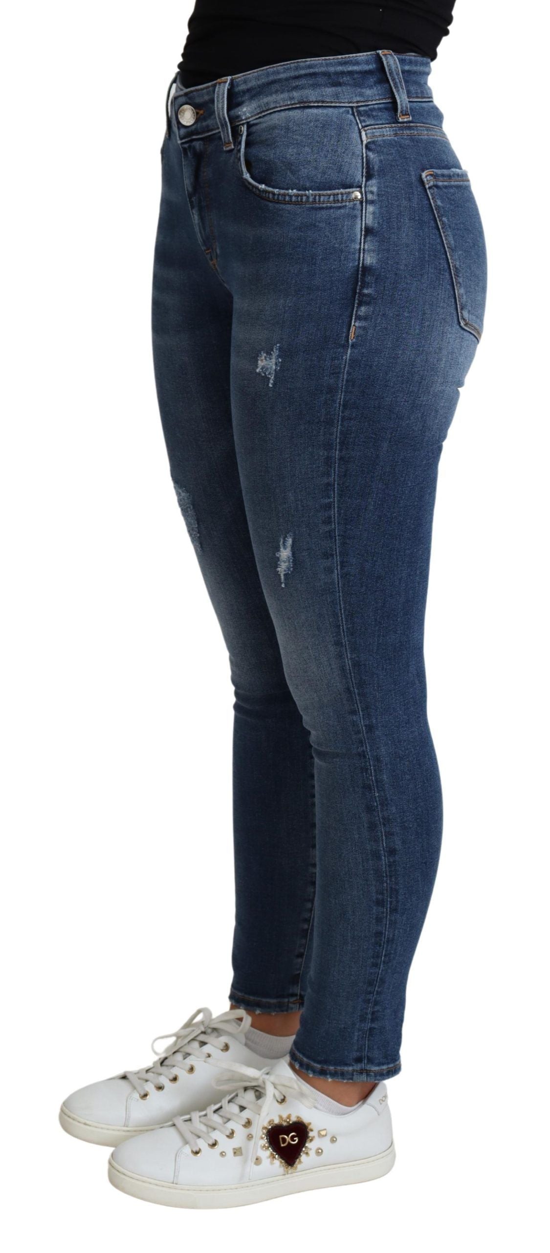 Sleek High Waist Skinny Jeans in Blue