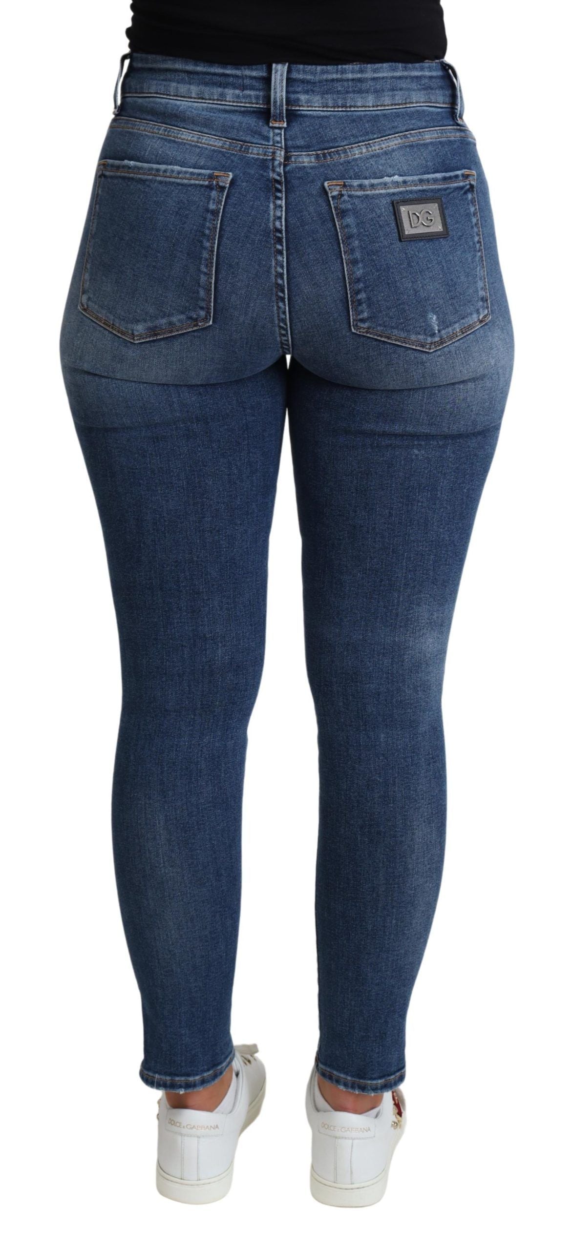 Sleek High Waist Skinny Jeans in Blue