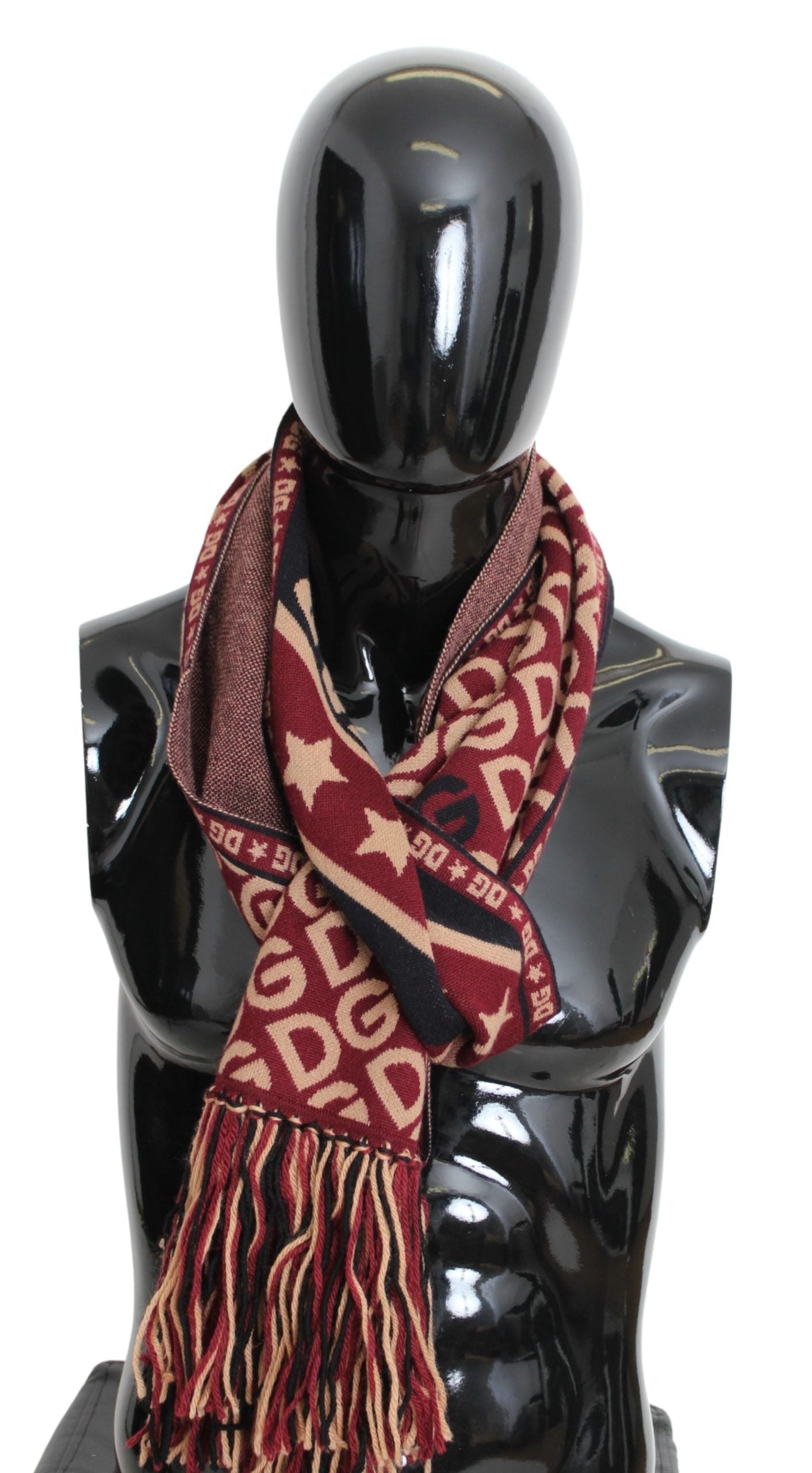 Elegant Maroon Embroidered Wool Scarf