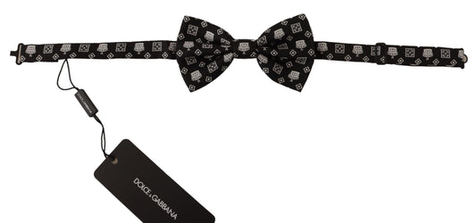 Elegant Silk Black Crown Bow Tie