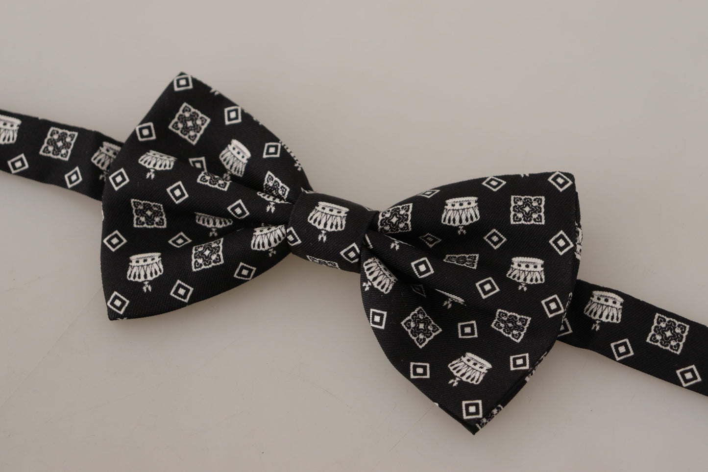 Elegant Silk Black Crown Bow Tie