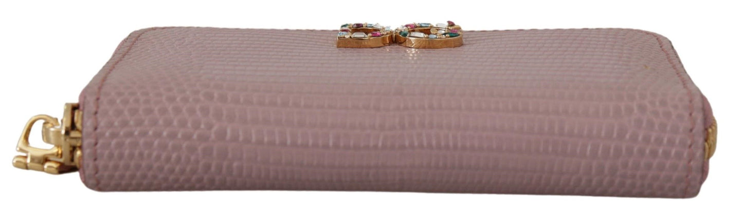 Elegant Pink Leather Zip Around Wallet