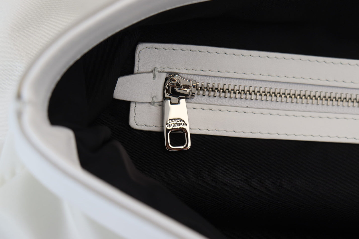 Elegant White Nylon Tote Bag with Leather Accents