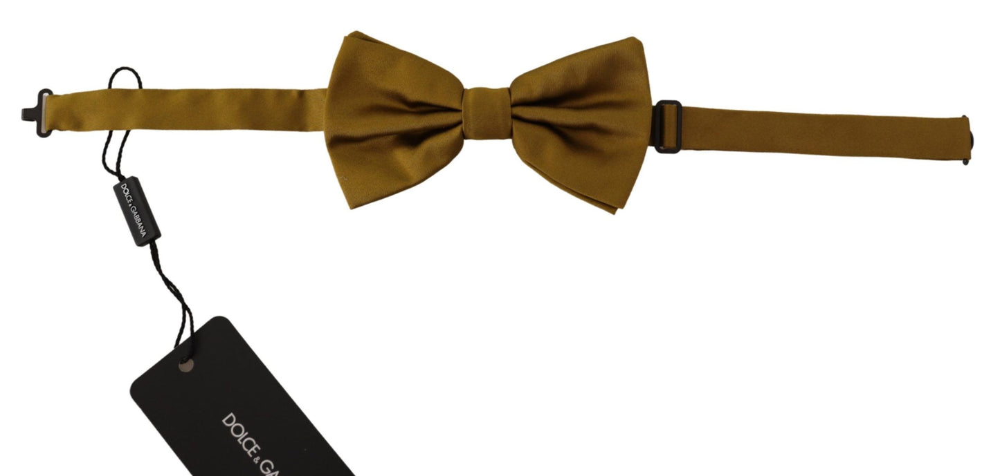 Elegant Gold Silk Bow Tie