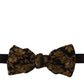 Elegant Black Gold Floral Silk Bow Tie