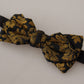 Elegant Black Gold Floral Silk Bow Tie