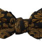 Elegant Black Gold Floral Silk Bow Tie
