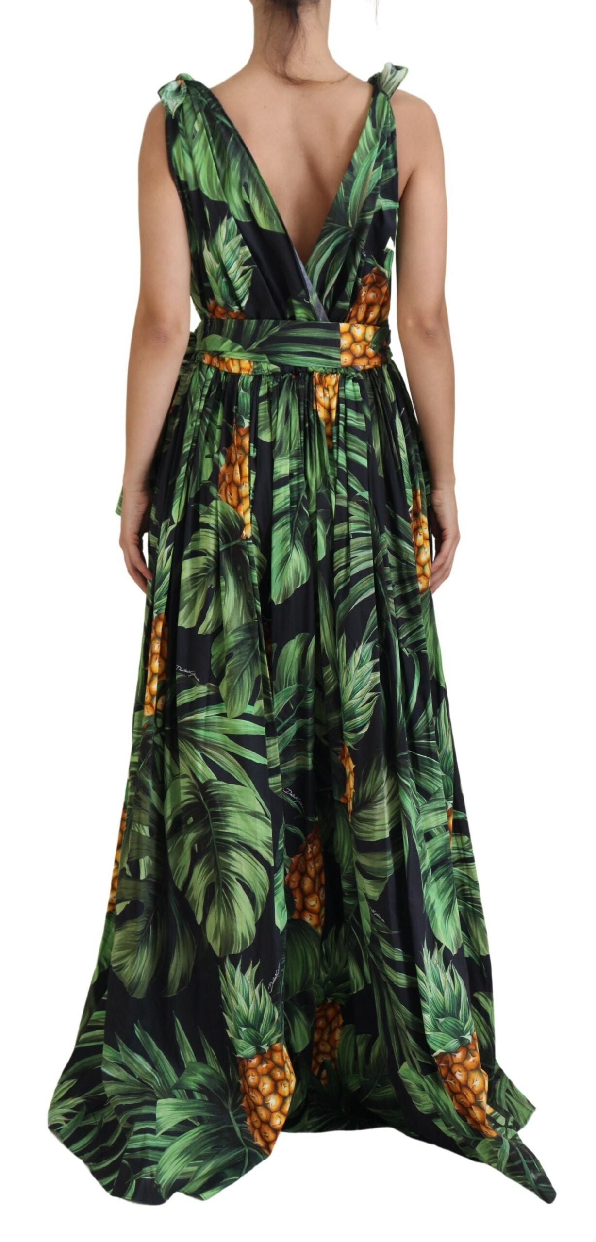 Tropical V-Neck Cotton Maxi Dress