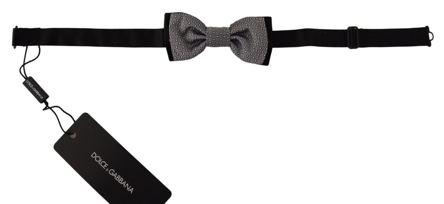 Elegant Gray Silk Bow Tie