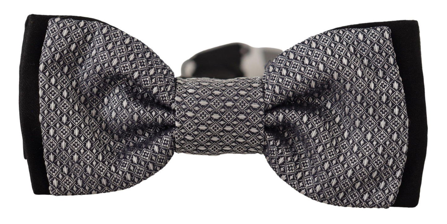 Elegant Gray Silk Bow Tie