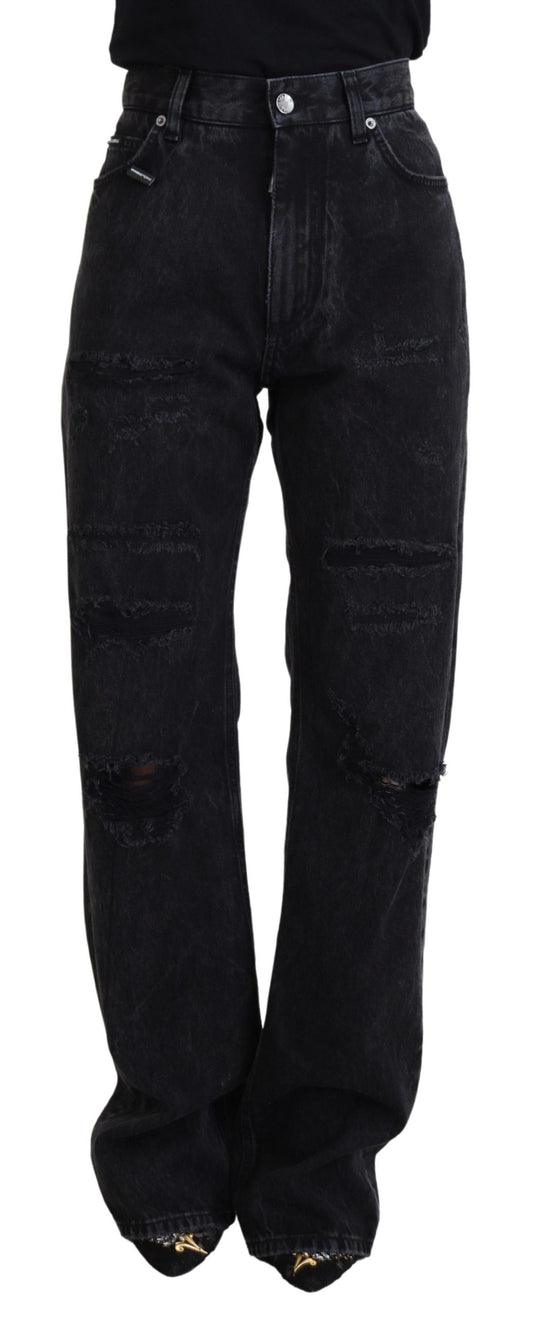 Elegant High Waist Black Denim Jeans