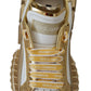 Chic White & Gold Leather Super Queen Sneakers