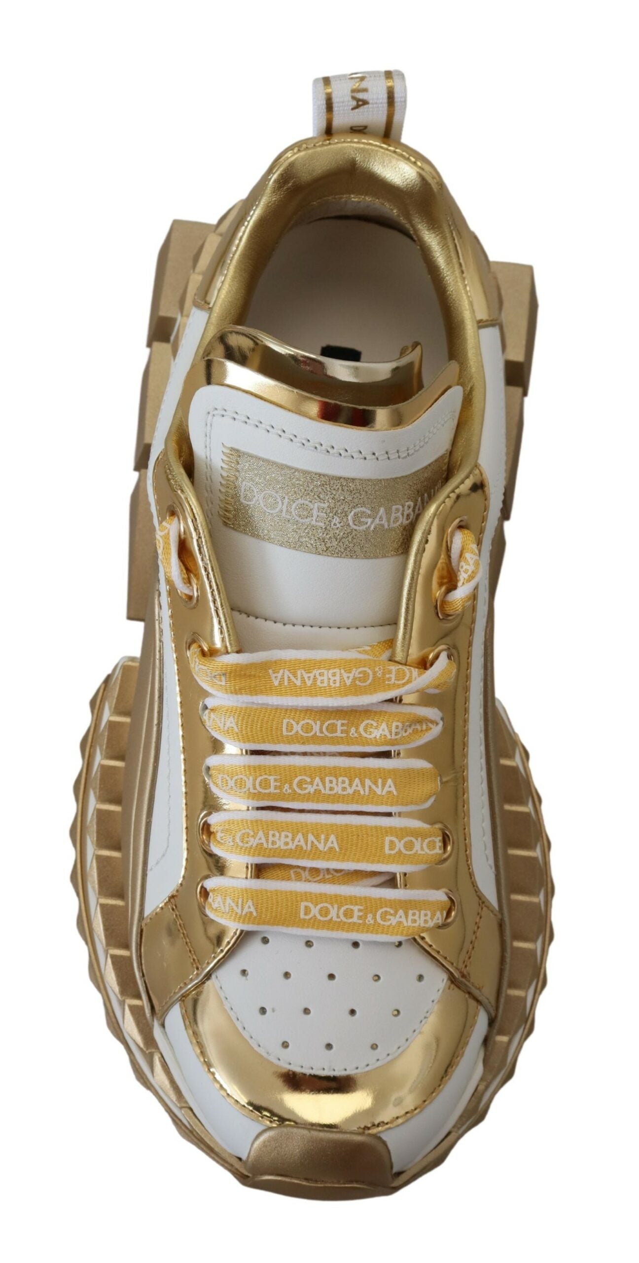 Chic White & Gold Leather Super Queen Sneakers