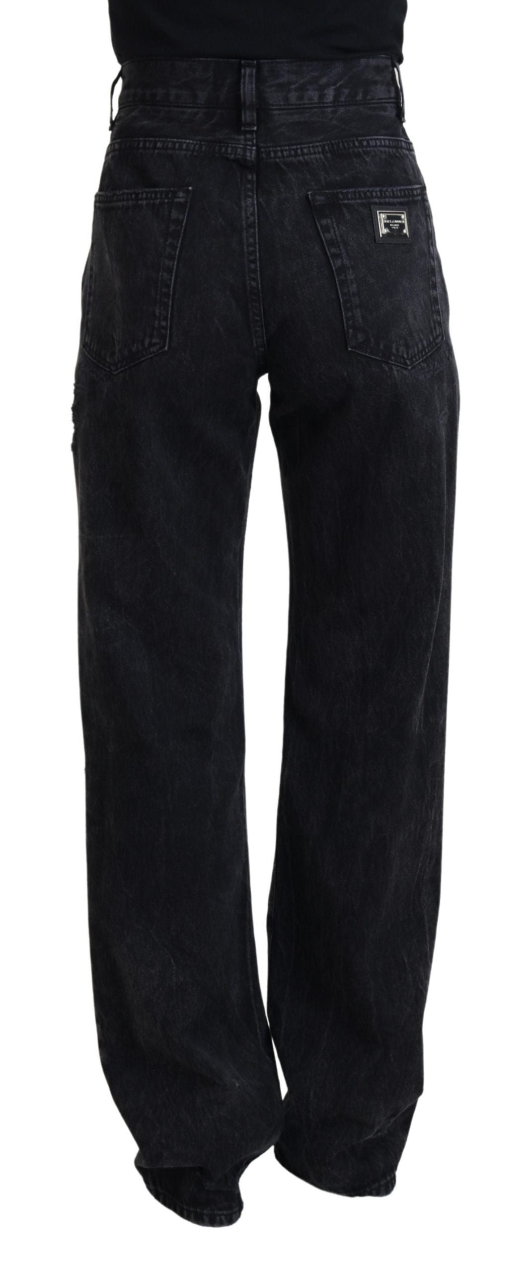 Elegant High Waist Black Denim Jeans