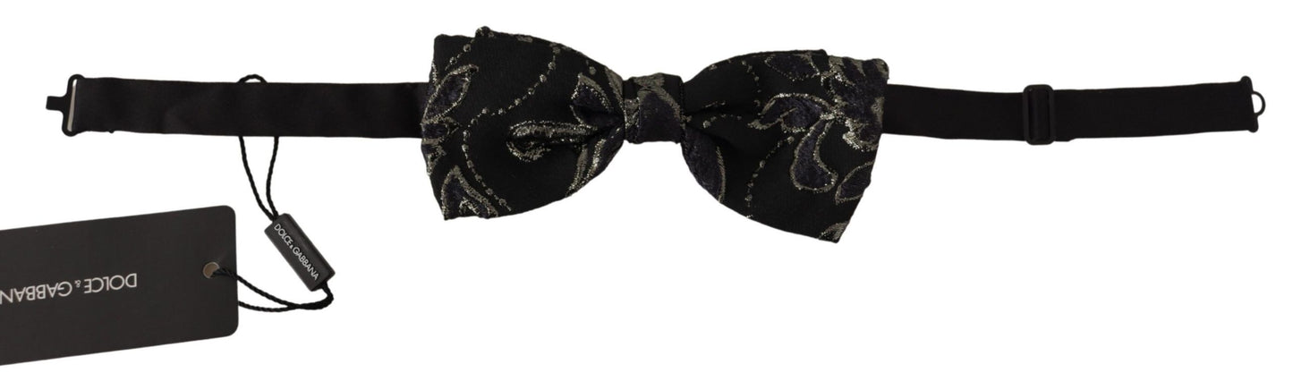 Elegant Black Fantasy Patterned Bow Tie