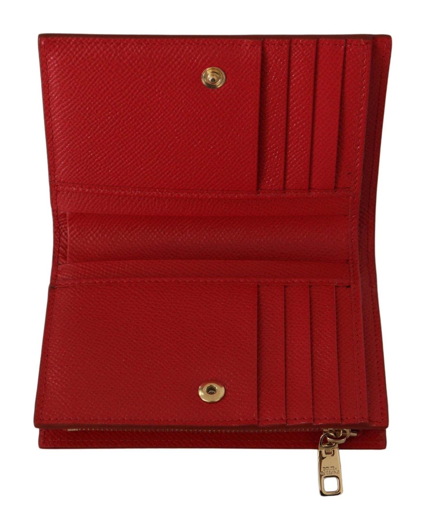 Elegant Red Leather Continental Bifold Wallet