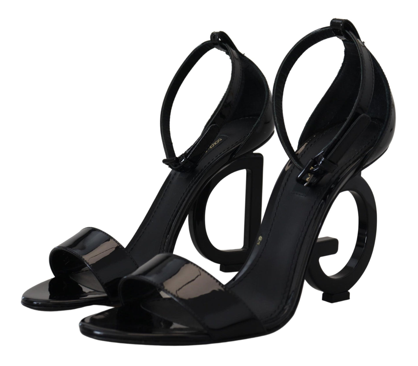 Elegant Black Leather Ankle Strap Sandals