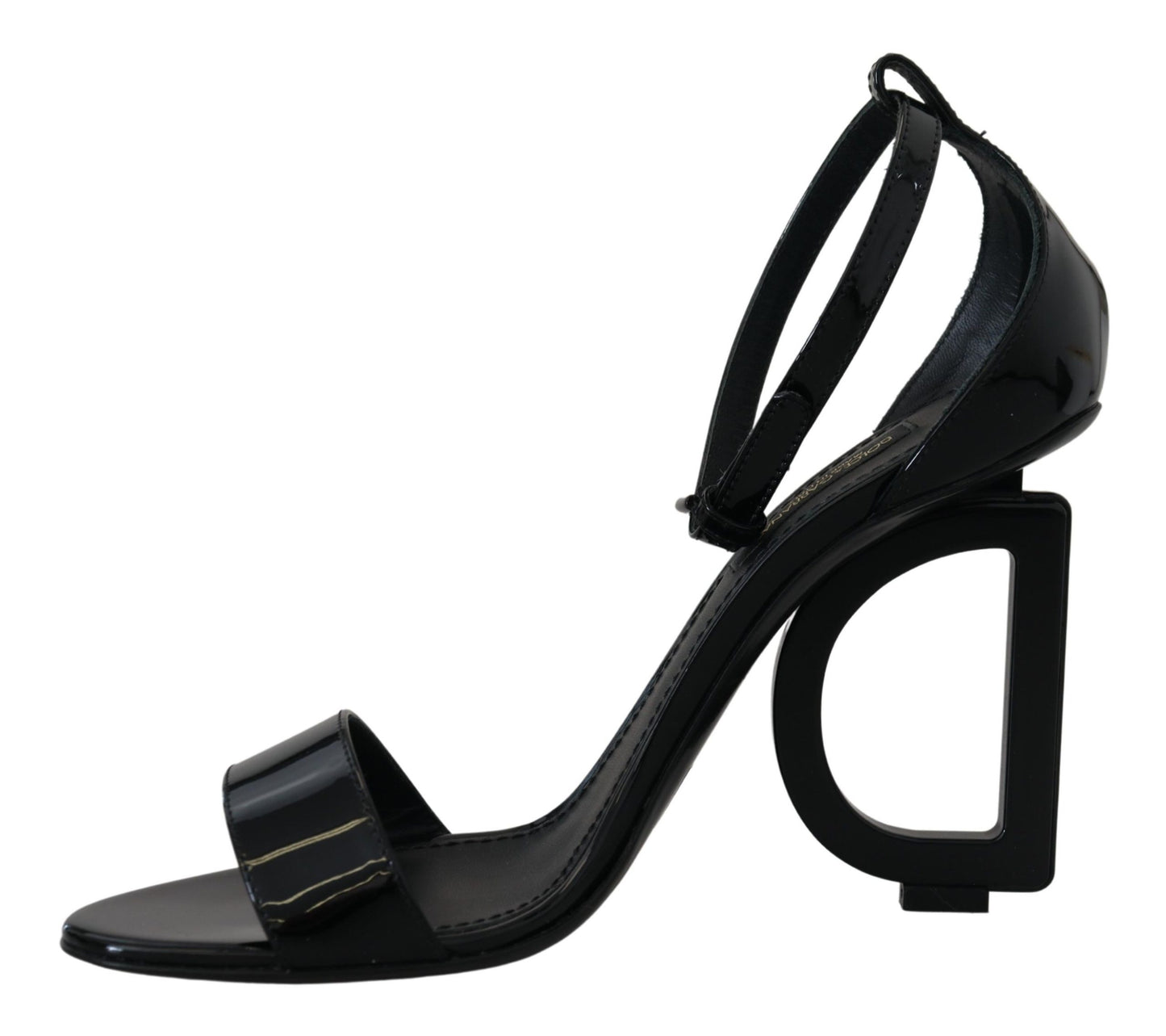 Elegant Black Leather Ankle Strap Sandals